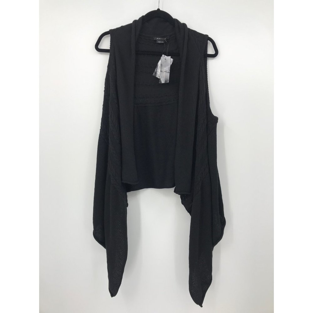 BCBGMAXAZRIA Sleeveless Sweater Cardigan Black XL
